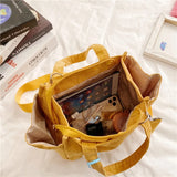 Corduroy Shopper Bag for Women High Capacity Travel Shoppers