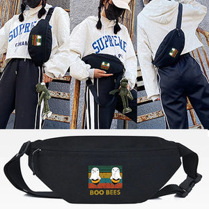 Bee Print Waist Bag Large Capacity Canvas Chest Pack Unisex Crossbody Bag