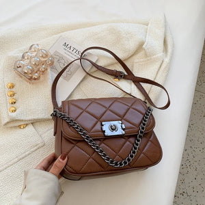 BeeHouse Women's Shoulder Bag Pu Leather Lingge Pattern Straddle Small Bag