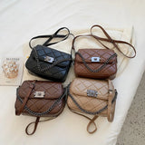 BeeHouse Women's Shoulder Bag Pu Leather Lingge Pattern Straddle Small Bag