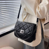 BeeHouse Women's Shoulder Bag Pu Leather Lingge Pattern Straddle Small Bag