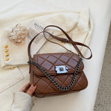 BeeHouse Women's Shoulder Bag Pu Leather Lingge Pattern Straddle Small Bag