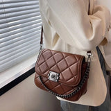 BeeHouse Women's Shoulder Bag Pu Leather Lingge Pattern Straddle Small Bag