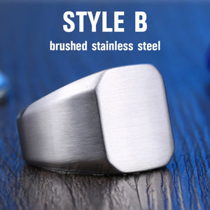 316L Stainless Steel Biker Ring for Men High Polished Solid Signet Jewelry