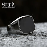 316L Stainless Steel Biker Ring for Men High Polished Solid Signet Jewelry