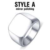 316L Stainless Steel Biker Ring for Men High Polished Solid Signet Jewelry