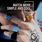 316L Stainless Steel Biker Ring for Men High Polished Solid Signet Jewelry