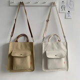 Beige Thick Canvas Casual Tote Women Package Canvas Bag Handbags Shoulder Bag