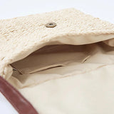 Beige Brown Ladies Shoulder Straw Bag Mini Woven Flip Sweet Pastoral Girls Bag