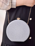 Beige Crossbody Lace Pattern Purse Small Shoulder Bag