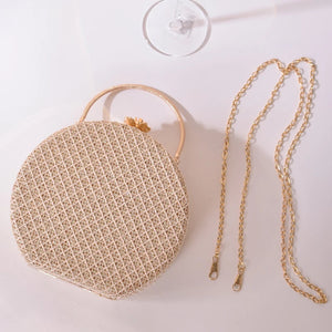 Beige Crossbody Lace Pattern Purse Small Shoulder Bag