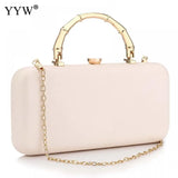 Beige Leather Evening Party Clutch Purse Chain Shoulder Crossbody Bags