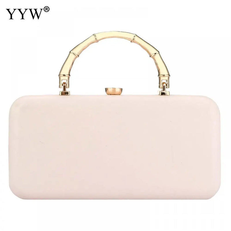 Beige Leather Evening Party Clutch Purse Chain Shoulder Crossbody Bags