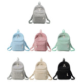 Beige School Backpack For Teenage Girls Pink Soft Fabric Backpack