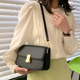 Beige Lock Shoulder Bag Lady Leather Bag Party Female Cross Body Bag