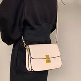 Beige Lock Shoulder Bag Lady Leather Bag Party Female Cross Body Bag