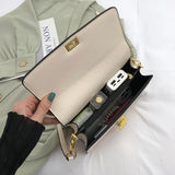 Beige Lock Shoulder Bag Lady Leather Bag Party Female Cross Body Bag