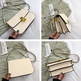 Beige Lock Shoulder Bag Lady Leather Bag Party Female Cross Body Bag