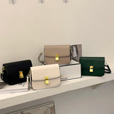Beige Lock Shoulder Bag Lady Leather Bag Party Female Cross Body Bag