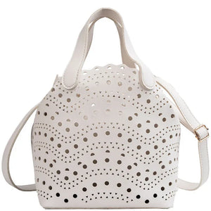 Beige Leather Handbags Tote Large Capacity Bucket Bag