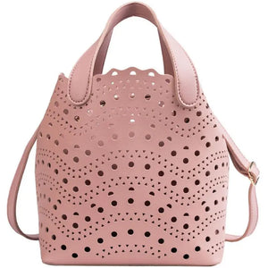 Beige Leather Handbags Tote Large Capacity Bucket Bag