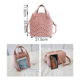 Beige Leather Handbags Tote Large Capacity Bucket Bag