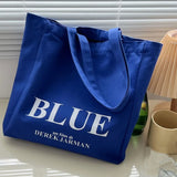 Bentoy Canvas Tote Bag Letter Printing Schoolbag Zipper Shoulder Shopping Bag