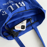 Bentoy Canvas Tote Bag Letter Printing Schoolbag Zipper Shoulder Shopping Bag