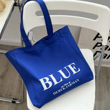 Bentoy Canvas Tote Bag Letter Printing Schoolbag Zipper Shoulder Shopping Bag