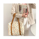 Bentoy Milkjoy Cartoon Bear Flower Quilted Cotton Shoulder Bag