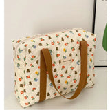 Bentoy Milkjoy Cartoon Bear Flower Quilted Cotton Shoulder Bag