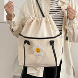 Bentoy Milkjoy Floret Shopping Bags Drawstring Casual Canvas Bag