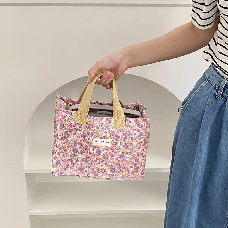 Bentoy Milkjoy Picnic Broken Flower Lunch Box Bag Canvas Bento Bags