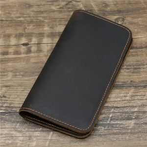 Personalised Men's Leather Wallet with Checkbook Holder - Engraved