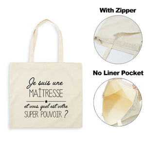 French Print Women Canvas Shopping Bag Eco Harajuku Personalized