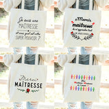 French Print Women Canvas Shopping Bag Eco Harajuku Personalized