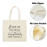 French Print Women Canvas Shopping Bag Eco Harajuku Personalized