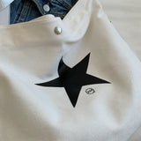 Star Canvas Shoulder Bags Casual Large Size Travel Bags Leather Diamond Bling Sh