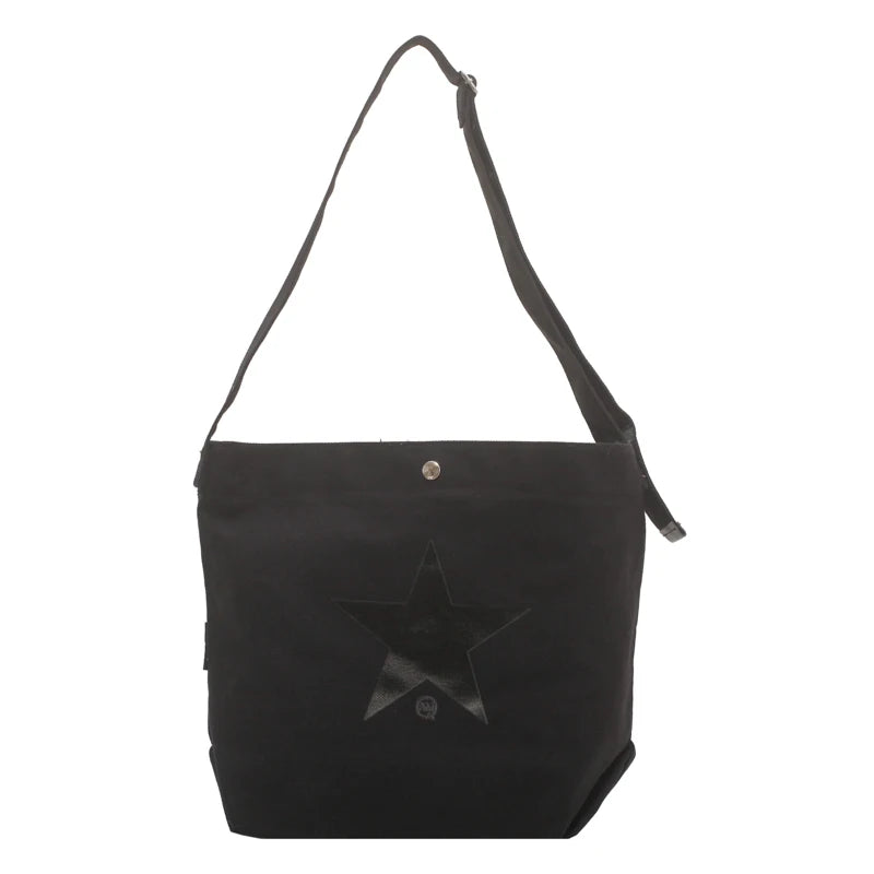 Star Canvas Shoulder Bags Casual Large Size Travel Bags Leather Diamond Bling Sh