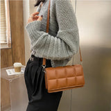 Checkered Flap Women Pu Leather Handbag