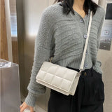 Checkered Flap Women Pu Leather Handbag