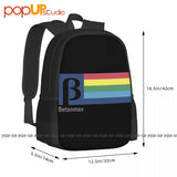 Betamax Video Format 1980's Backpack Large Capacity Gym Storage Bag