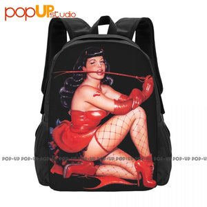 Betty Page Whip Fetish Film Backpack Large Capacity