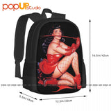Betty Page Whip Fetish Film Backpack Large Capacity