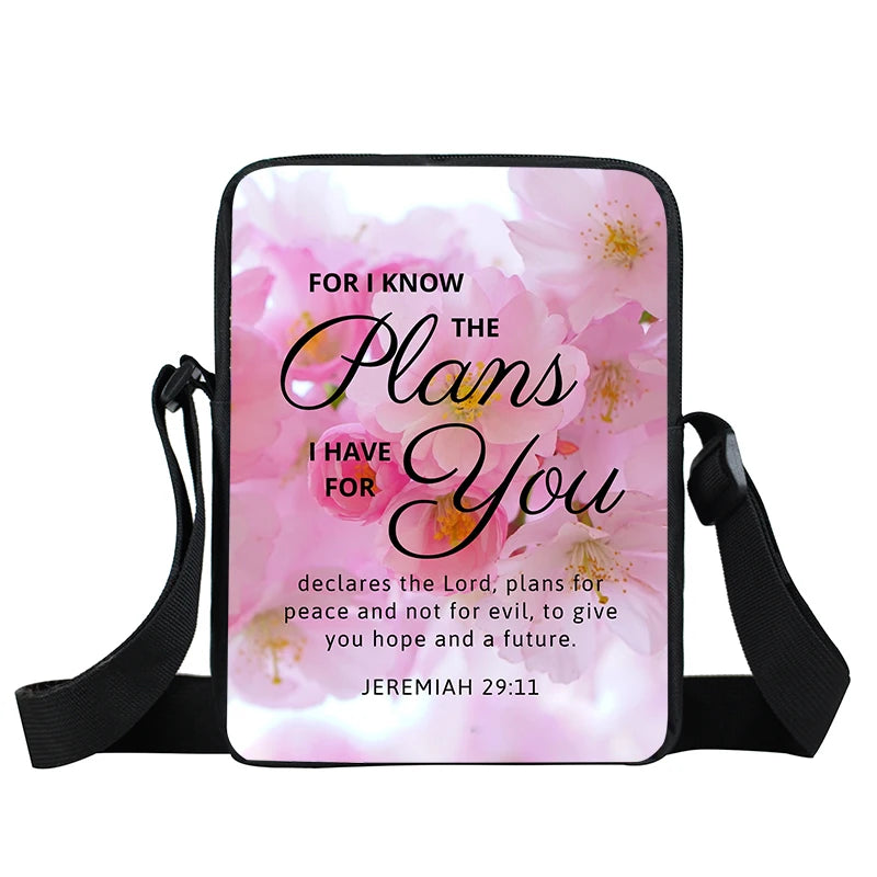 Bible Verse Shoulder Bag Floral Messenger Crossbody Gift