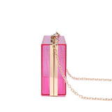 Transparent Chain Box Shoulder Bag Women Clutch Crossbody Bag