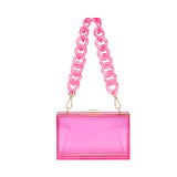 Transparent Chain Box Shoulder Bag Women Clutch Crossbody Bag