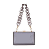 Transparent Chain Box Shoulder Bag Women Clutch Crossbody Bag