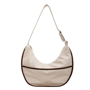 Vintage Brown Hobo Totes Large Capacity Zip Shoulder Bag