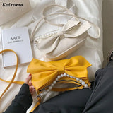 Big Bow Shoulder Bags Women Ins Sweet Pearls Streetwear Handbag